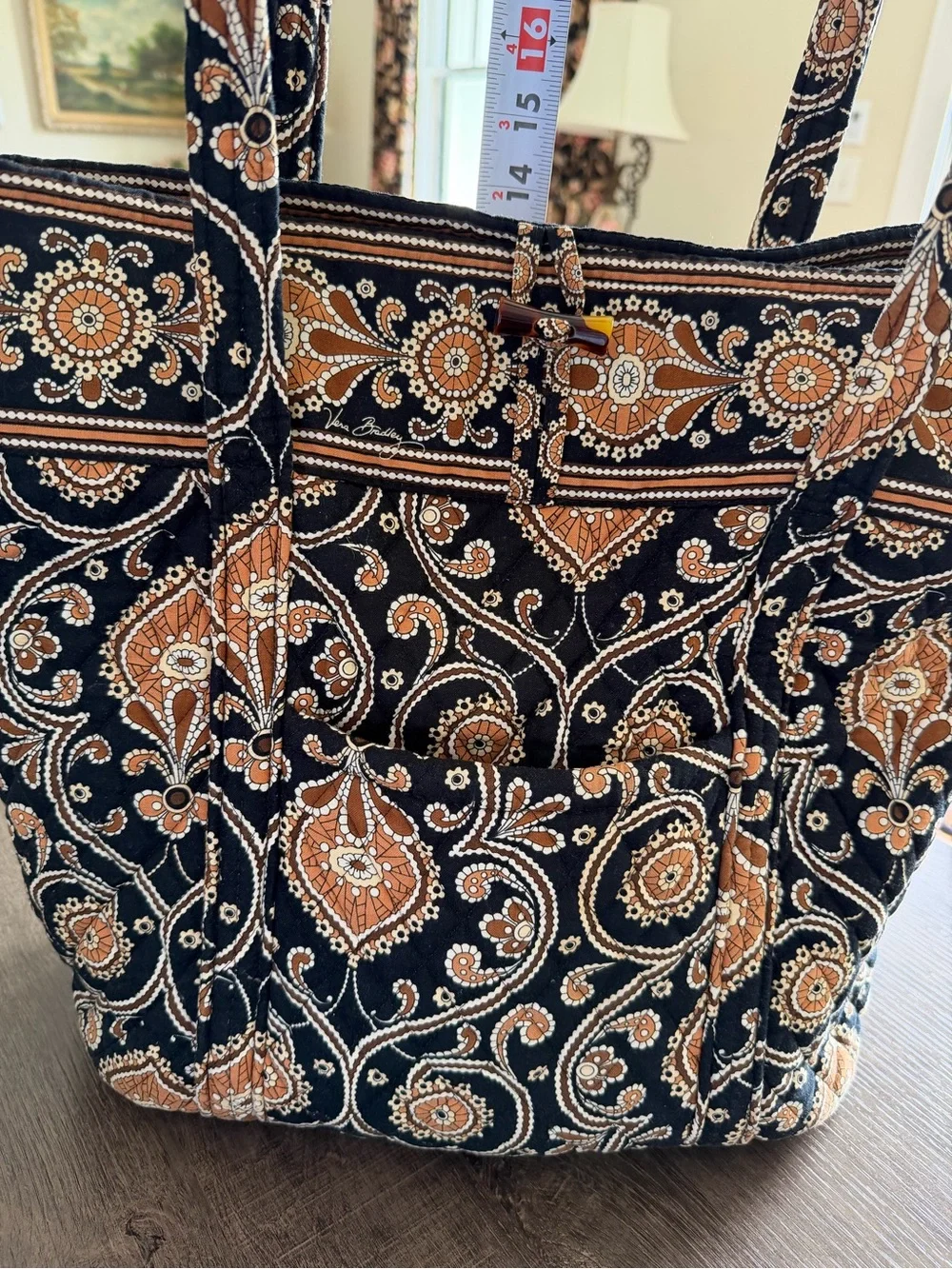 Vera Bradley Quilted Tote Bag in Cafe Latte pattern
